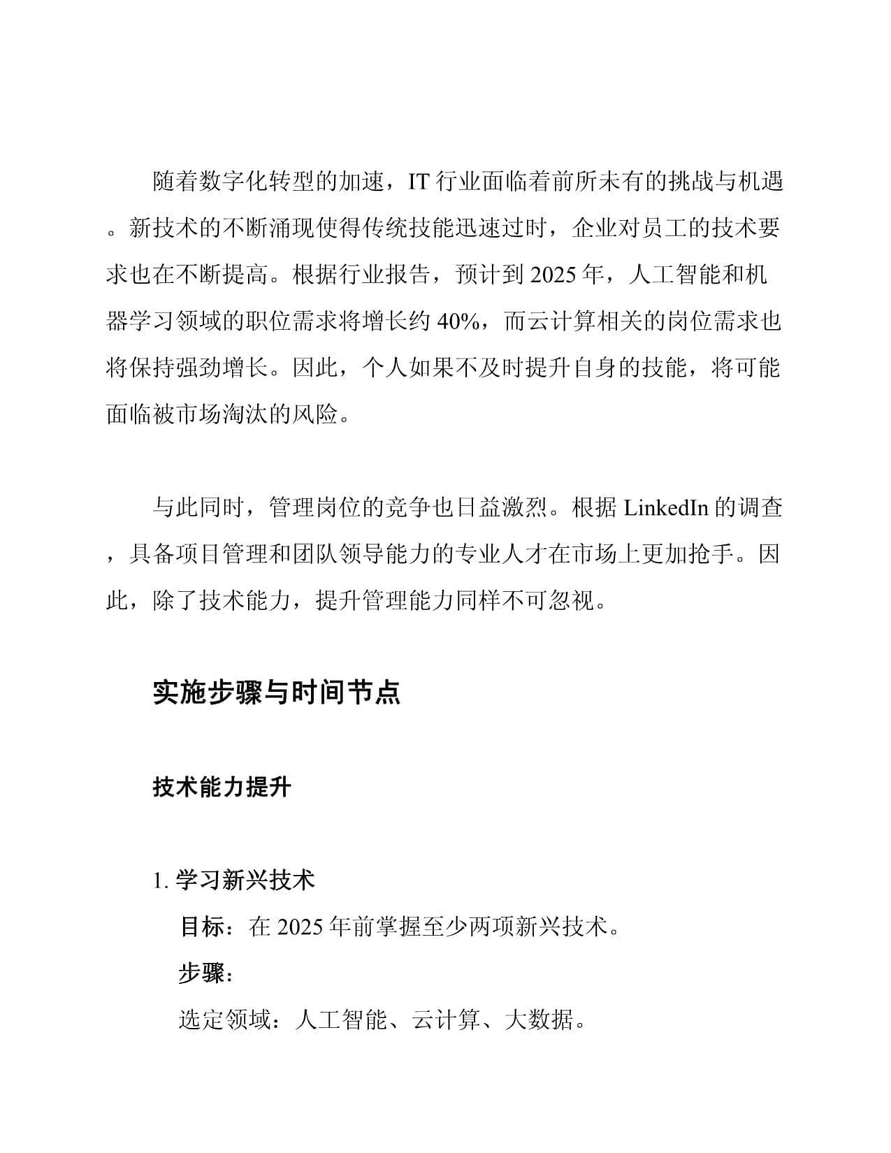 2025年IT行业个人学习发展计划
