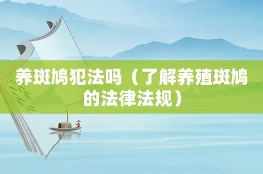 养斑鸠犯法吗？一文读懂养殖斑鸠的法律法规