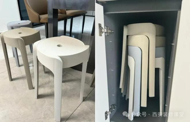 与其费心给丑陋的备用凳找“家”，不如让其化身家居风景线，才是收纳的境界