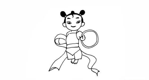 如何画哪吒：哪吒简笔画彩色画法步骤图教程