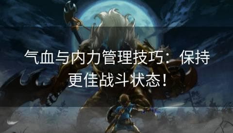 气血与内力管理技巧：保持更佳战斗状态！