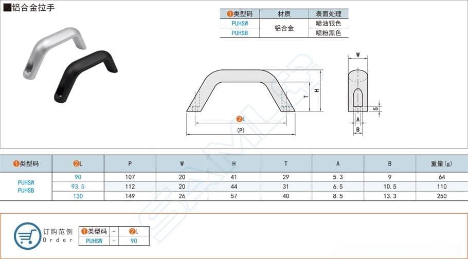 工业铝合金拉手的规格型号大全