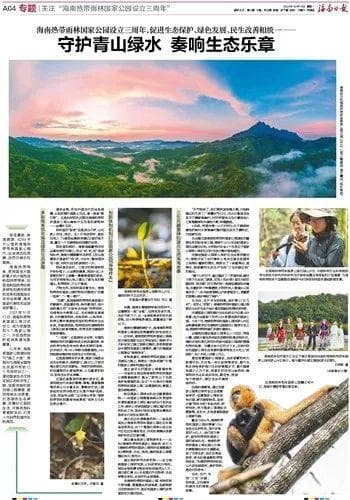 海南热带雨林国家公园设立三周年：守护青山绿水 奏响生态乐章