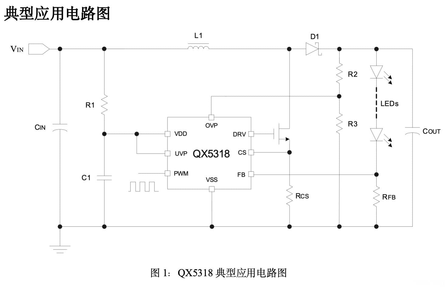 无频闪的 PWM 调光升压恒流驱动芯片--QX5318
