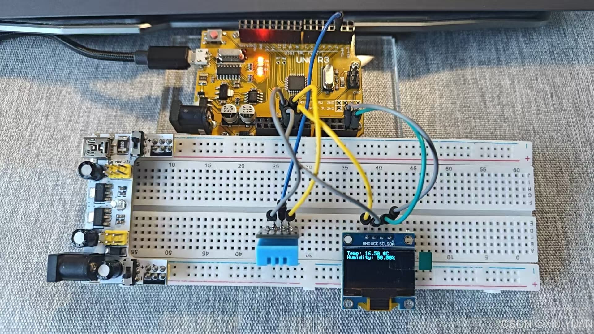 使用Arduino Uno、DHT11和0.96寸OLED显示温湿度数据