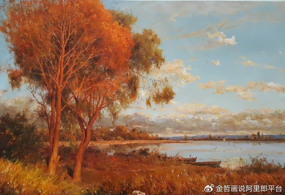 每日欣赏一幅朝鲜油画：金仁峰的《美丽景色》