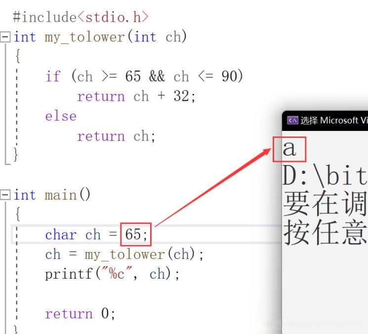 C语言中大小写字母的转化