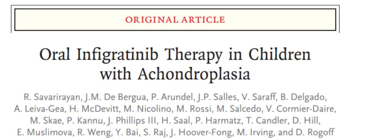 NEJM：口服Infigratinib治疗软骨发育不全儿童的疗效与安全性研究