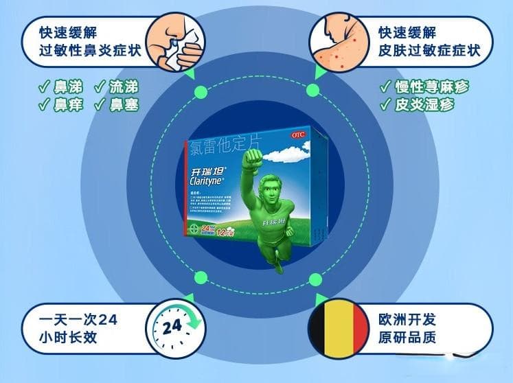 春季过敏常用药物：开瑞坦氯雷他定片，缓解过敏症状