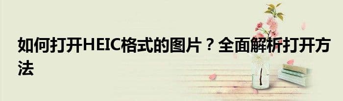 如何打开HEIC格式的图片？全面解析打开方法