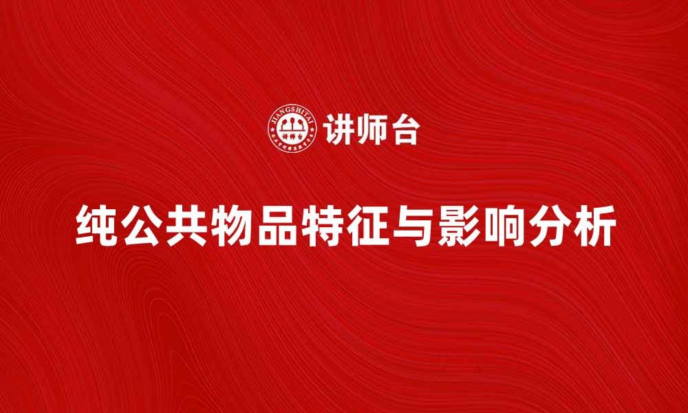 探讨纯公共物品的特征与影响分析