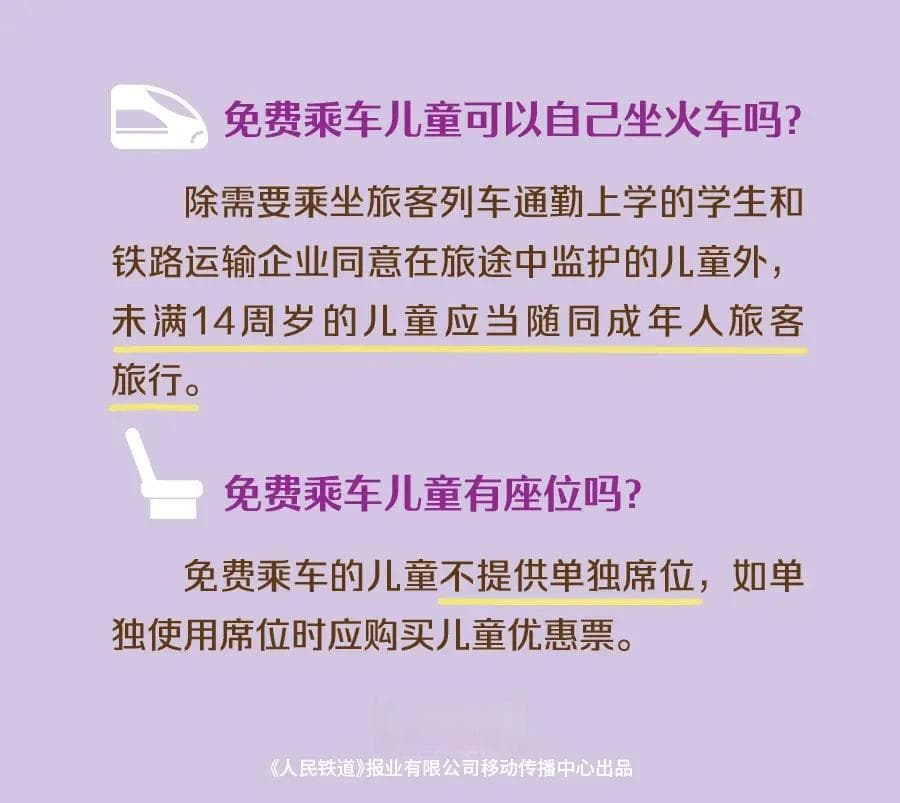 儿童乘火车、高铁最新购票标准！未满多少岁可免费乘坐？