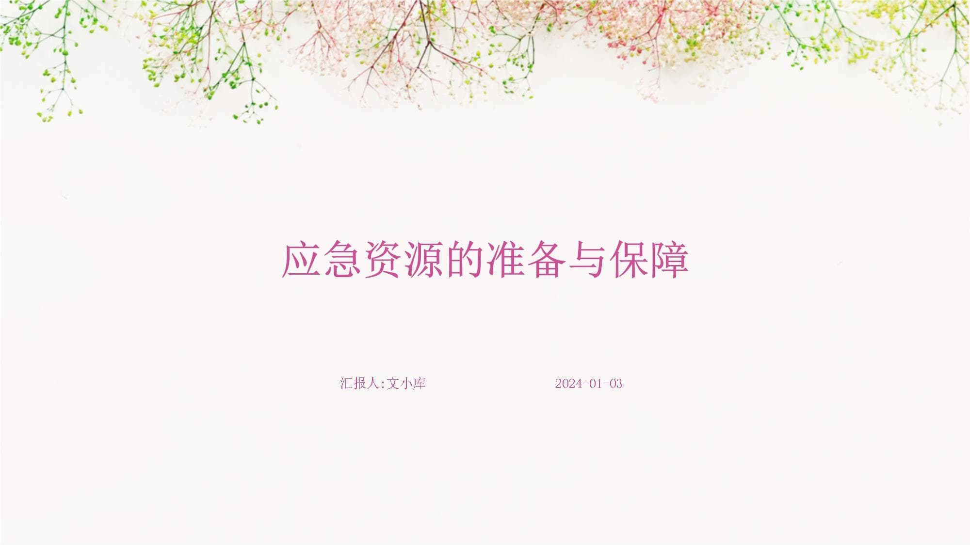 应急资源的准备与保障