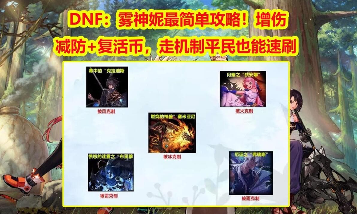 DNF：增伤+减防+复活币，雾神妮最简单攻略！走机制平民也能速刷