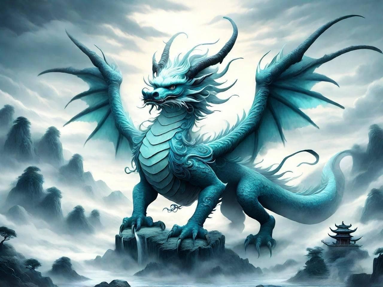 千年应龙：神话中的羽翼巨龙与治水英雄的辉煌史诗