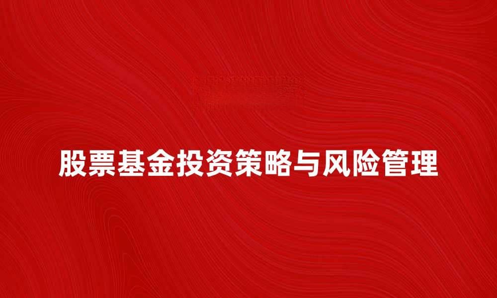 股票基金投资策略与风险管理全解析