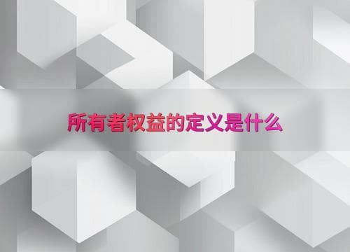 所有者权益的定义是什么