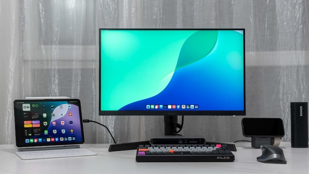 双屏协作新体验：iPad外接显示器，键鼠、触控双输入操作，互不干扰！