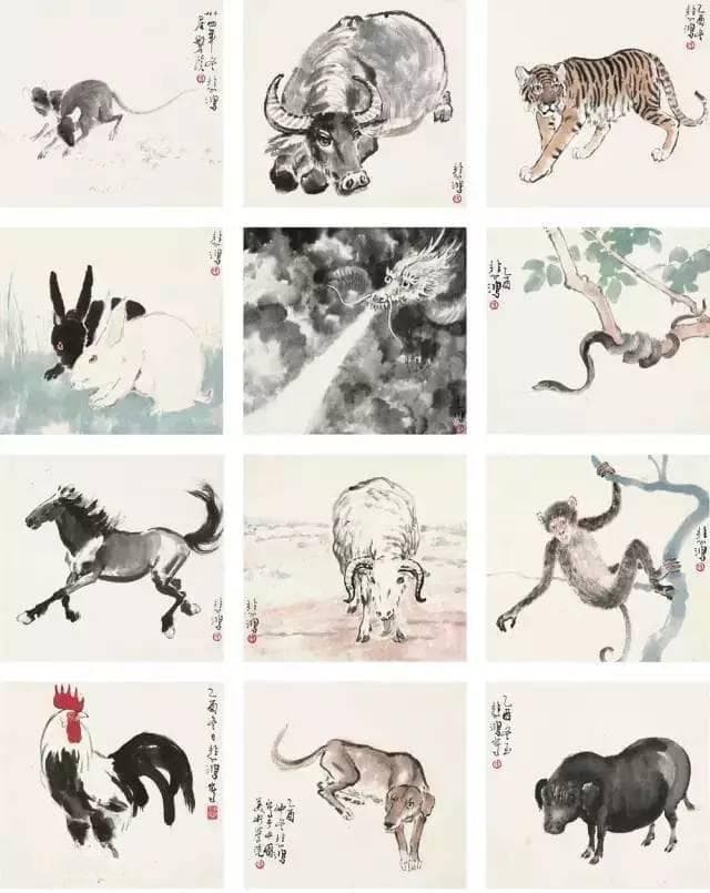 齐白石、徐悲鸿、范曾笔下的十二生肖