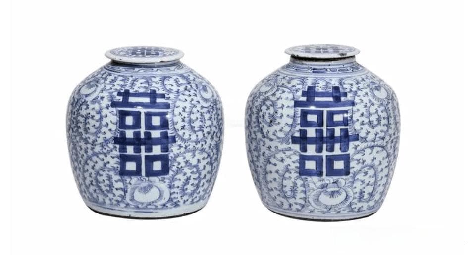 青花喜字罐.豆青釉瓶.婴戏纹等，这些瓷器都是婚嫁瓷，你了解婚嫁瓷吗？