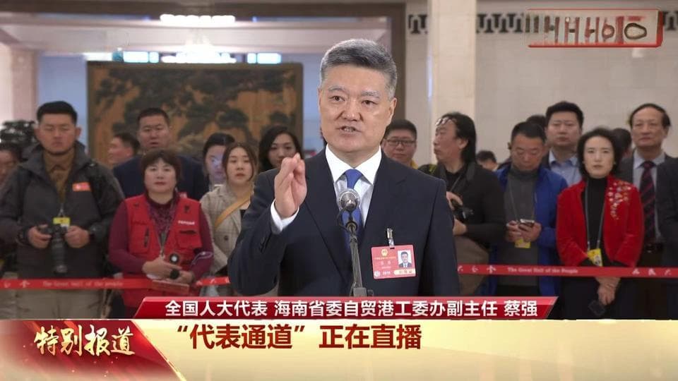 蔡强代表：海南免税新增即购即提 封关后适用“零关税”商品种类将大大增加