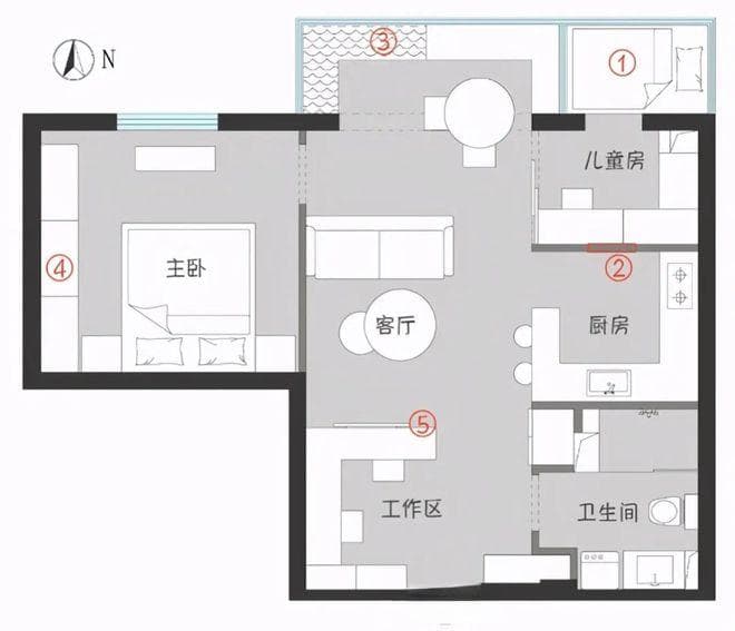 58㎡小户型装出花园别墅感，飘窗还能养鱼，空间利用太巧妙