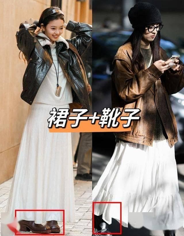 被上海街拍惊艳了！满大街都是“裙子+靴子”，洋气摩登还显高