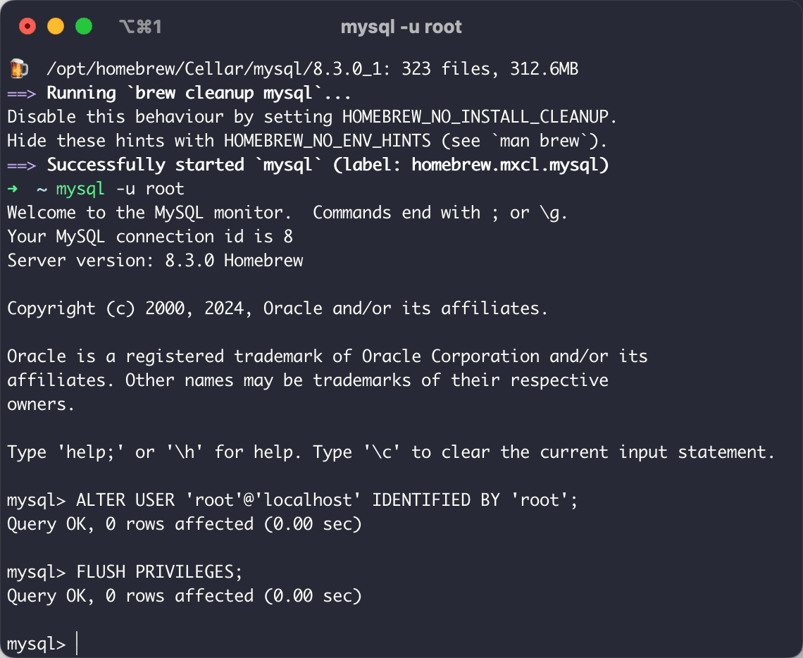 Homebrew安装MySQL 8教程：从安装到root密码设置及认证插件修改