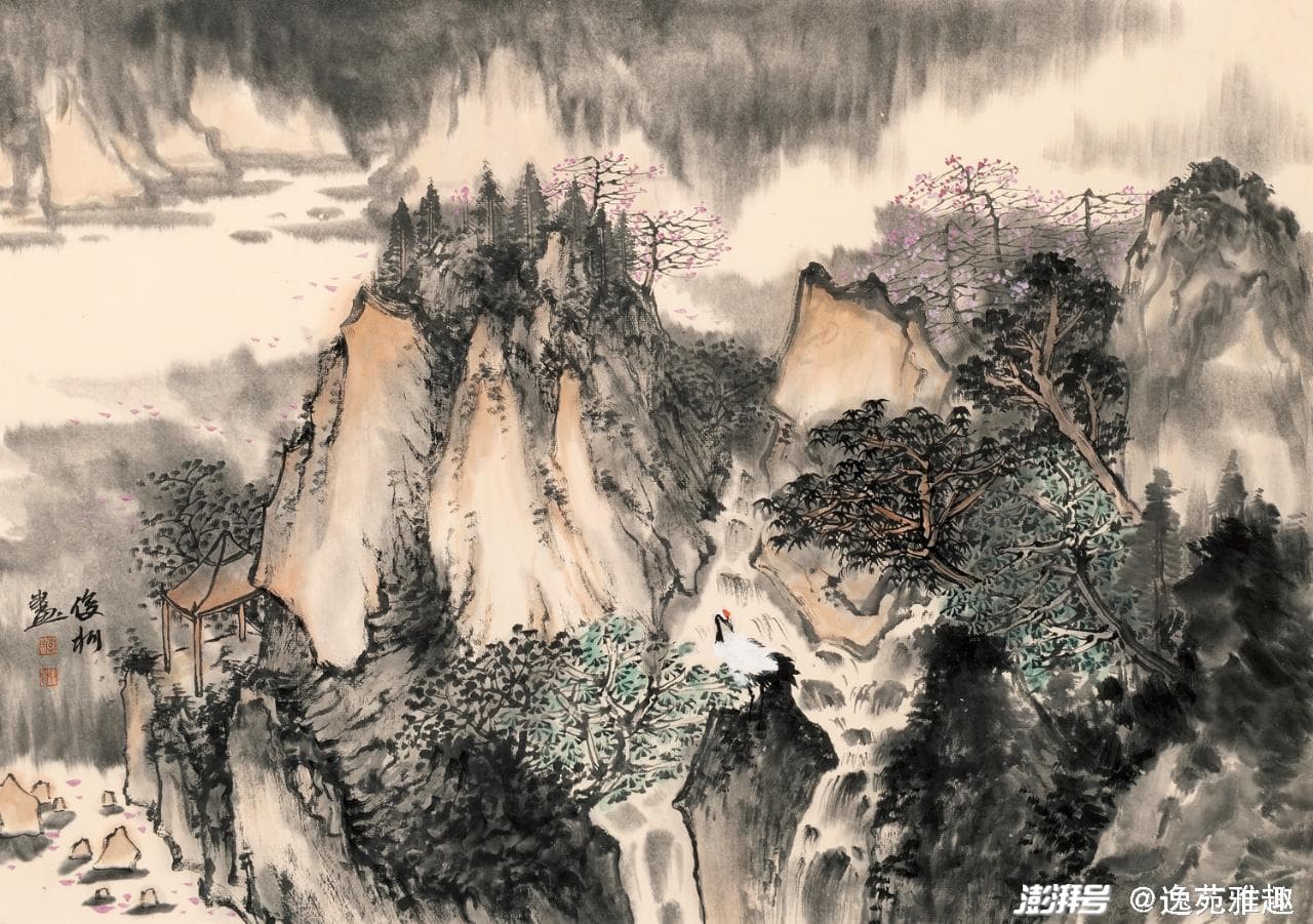 李俊柯画作：雅致山水，唯美画卷，奇峰峻岭，明亮生辉