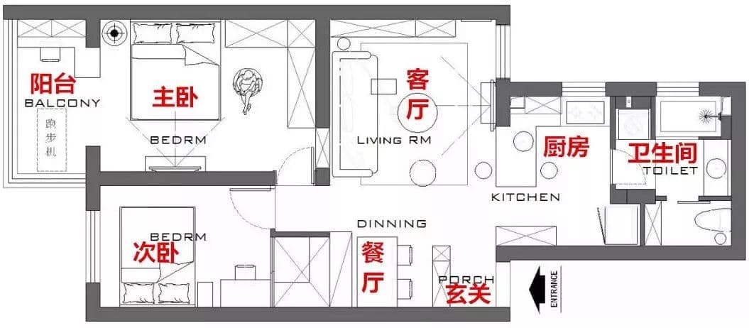 67平小户型二居室装修案例：现代简约风让年轻人一眼爱上