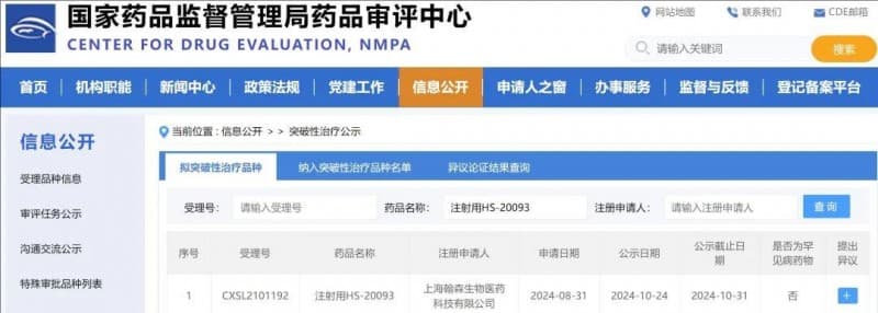 小细胞肺癌新药注射用HS-20093获中美突破性疗法认定，疾病控制率达95%