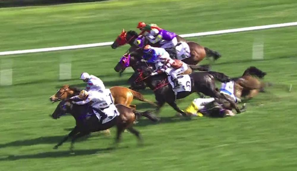 香港沙田赛马场发生两宗坠马事故！4名骑手受伤1匹赛马不治