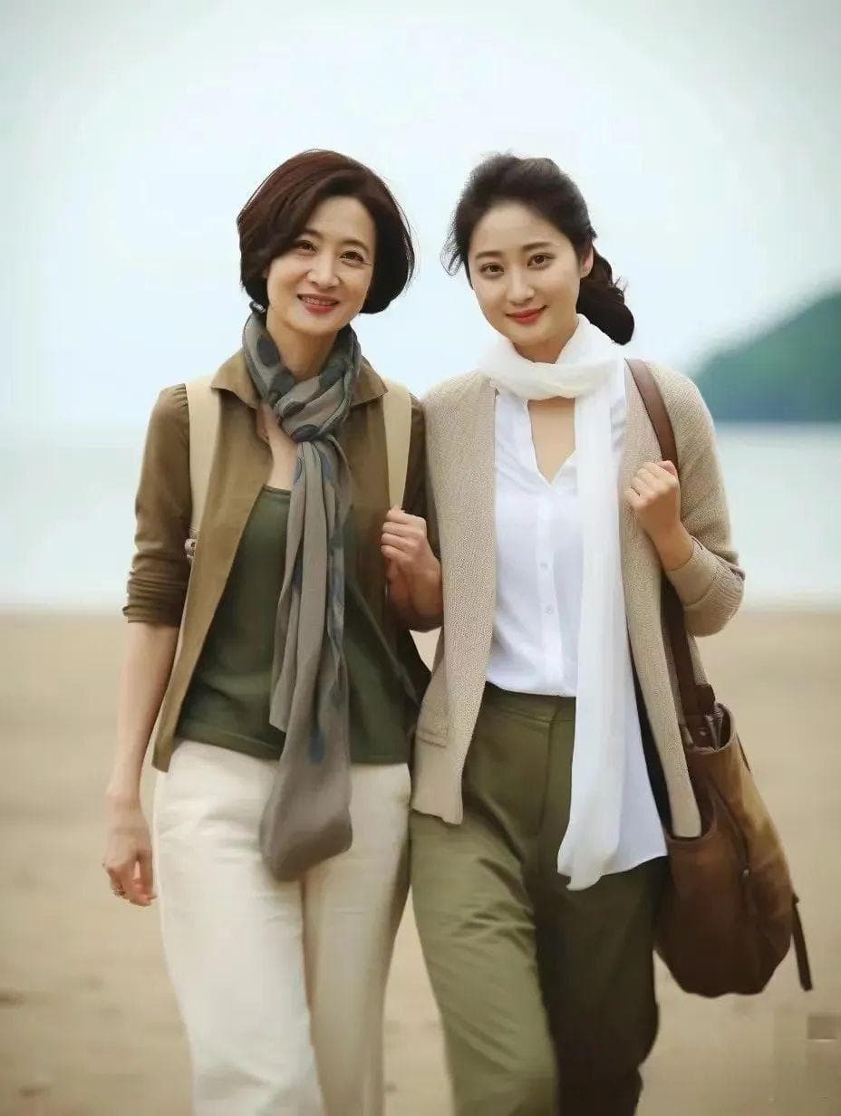 这才是现代母女该学会的穿衣思路，妈妈看着年轻，女儿更有气质