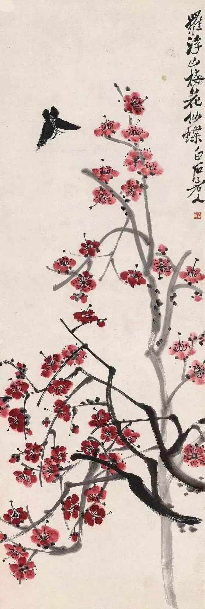 国画梅花之美：笔墨传情，意境深远