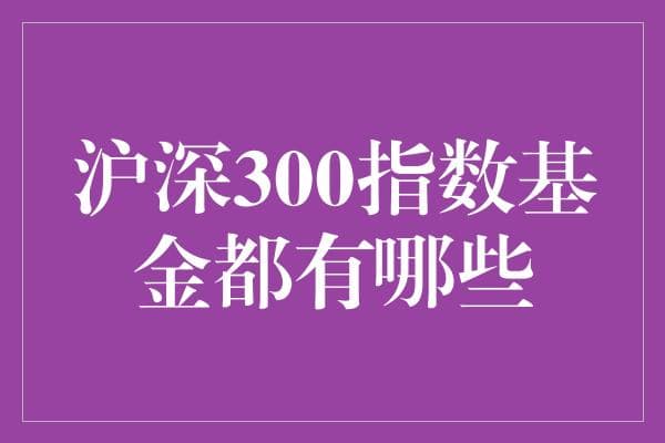 探索沪深300指数基金：策略与选择