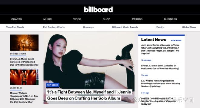 Jennie登上Billboard头条+首版封面！这次，真的是她的独舞舞台！