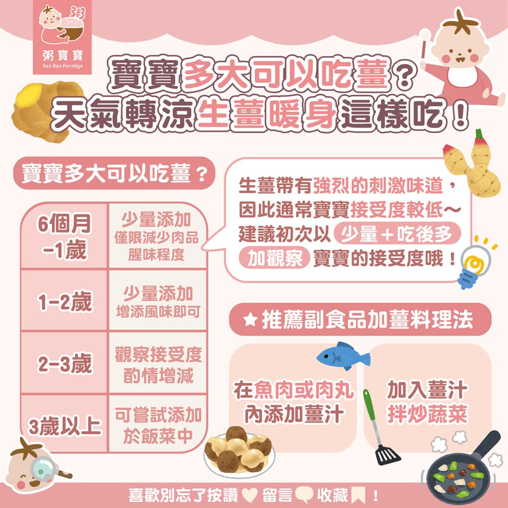 寶寶可以喝薑湯嗎？副食品生薑暖身這樣吃降低食物過敏！