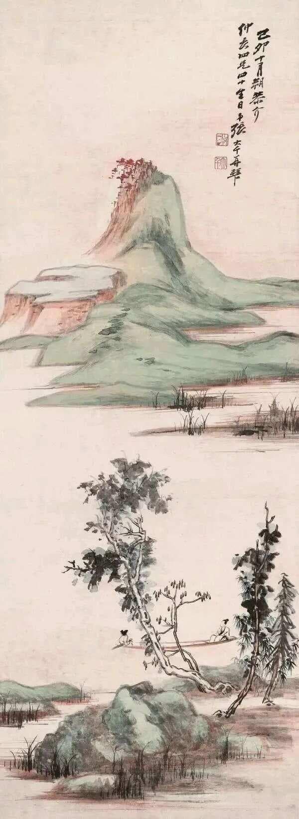 张大千的青绿山水美得让人走不出画卷