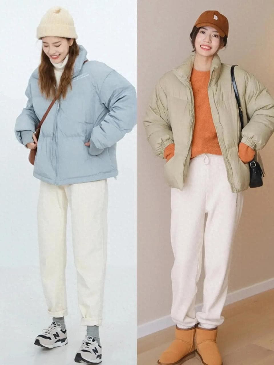 羽绒服搭配阔腿裤过时了吗？看完10套穿搭对比图示范，你就有答案