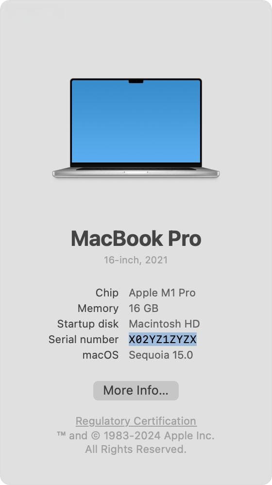 查找 Mac 机型名称和序列号