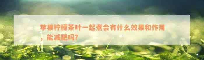 苹果柠檬茶叶一起煮的功效与作用