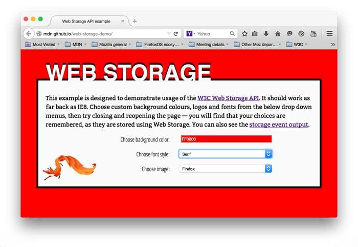 使用 Web Storage API