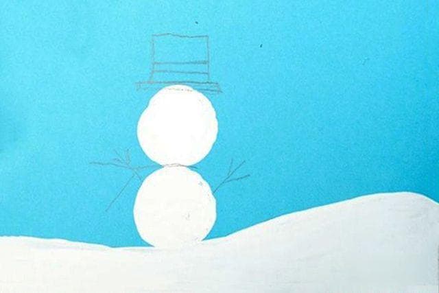 幼儿雪人创意画：瓶塞拓印画雪人(图文教程)