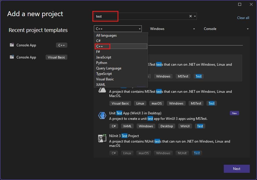 在 Visual Studio 中编写 C/C++单元测试