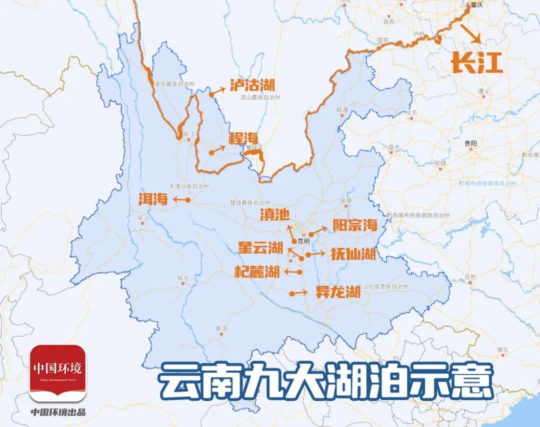图解被督察7地的重要河流及湖泊，它们与长江血脉相连