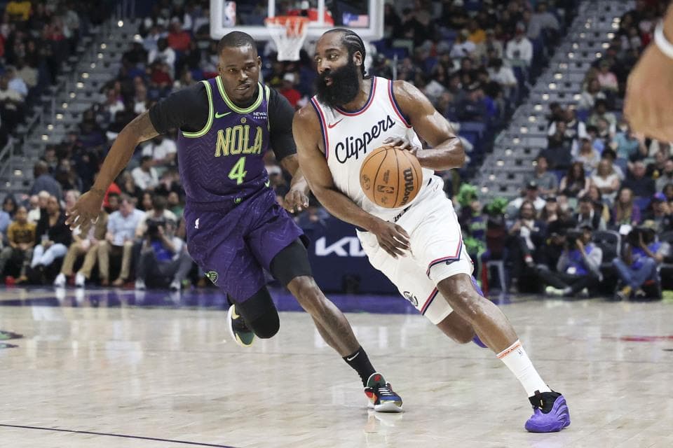 NBA常规赛：超湖人升第五！快船送鹈鹕十连败 哈登27分鲍威尔35分