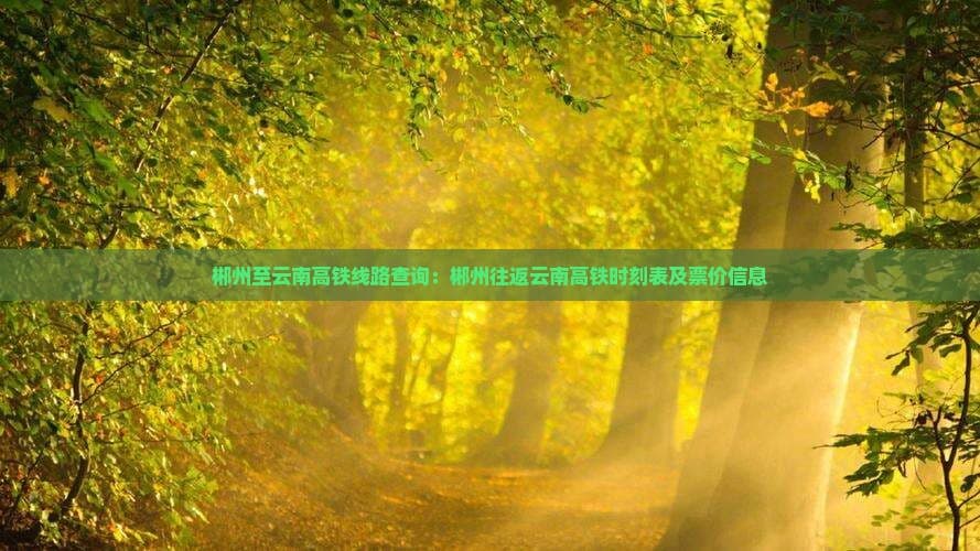 郴州至云南高铁线路查询：郴州往返云南高铁时刻表及票价信息
