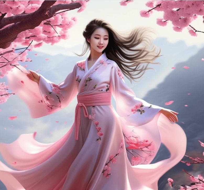 《诗经·周南·桃夭》：桃花灼灼映佳人，诗韵悠悠传千古