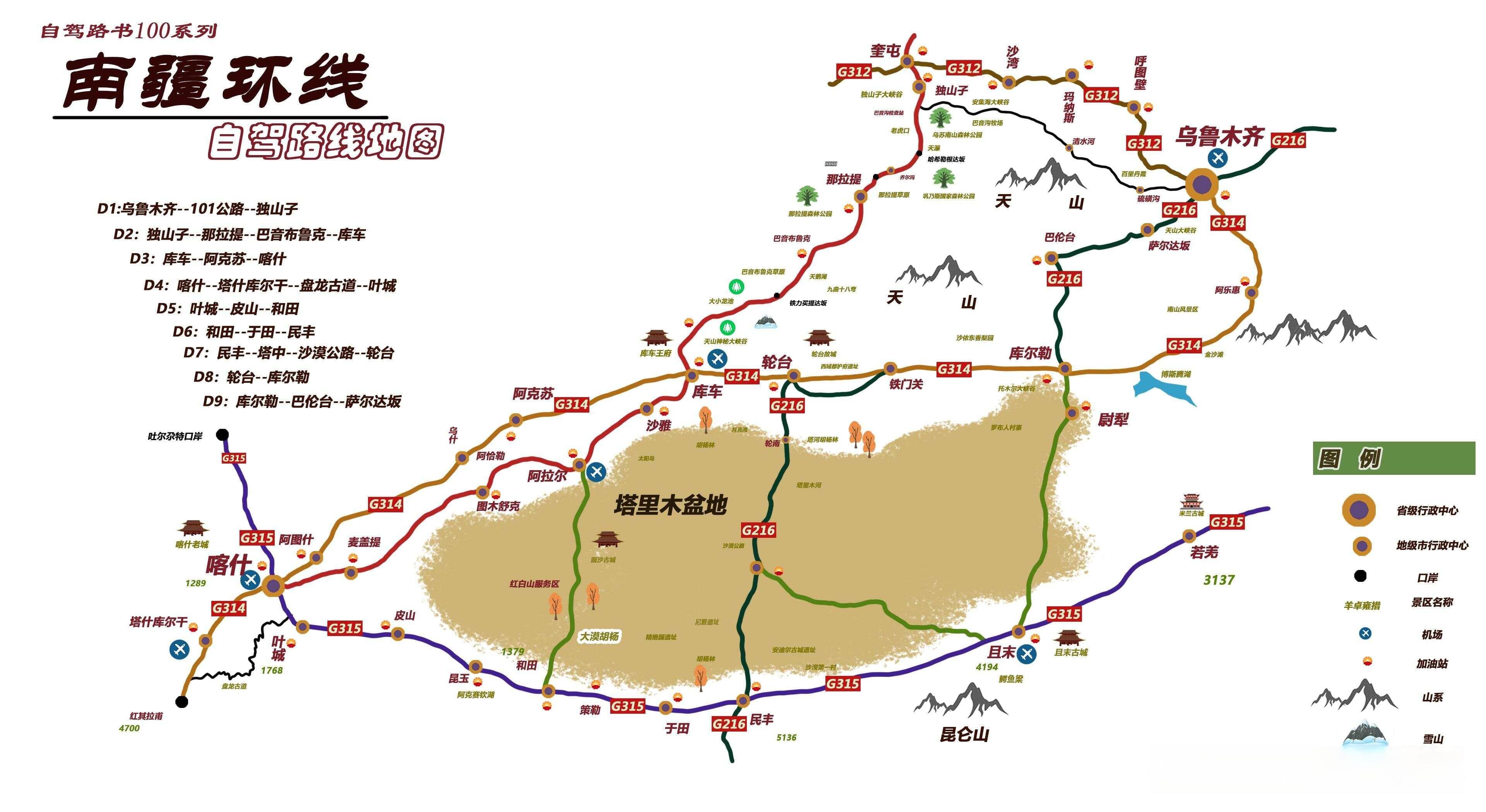 新疆12条自驾游线图攻略